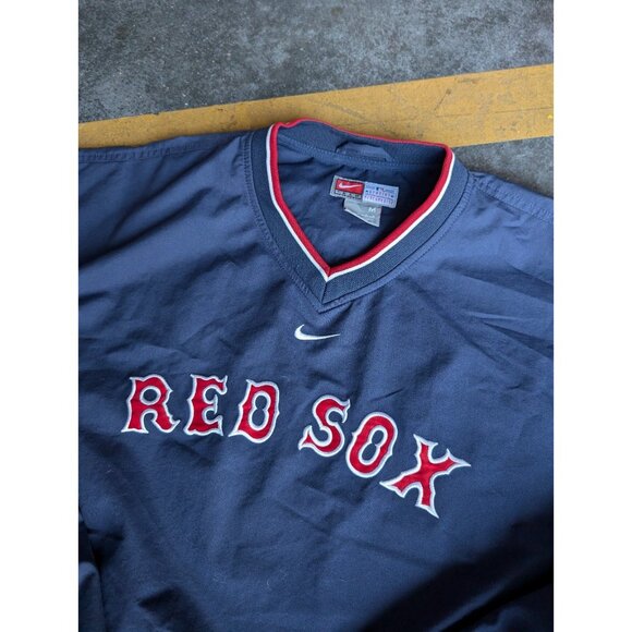 Vintage Nike Team Center Swoosh Boston Red Sox Pullover Windbreaker Sz M Blue - Picture 2 of 9